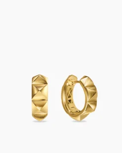 Pyramid Hoop Earrings 18K Yellow Gold, 18.7mm