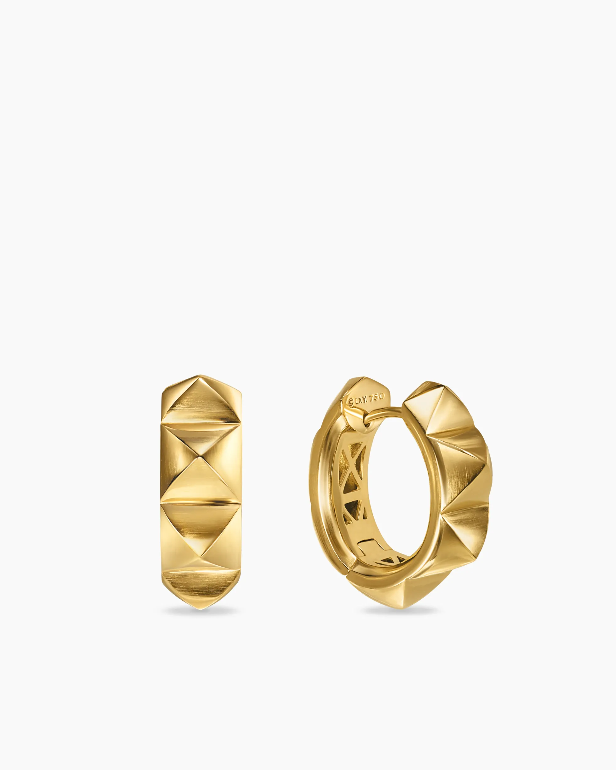 Pyramid Hoop Earrings 18K Yellow Gold, 18.7mm