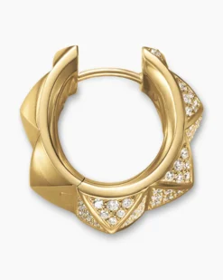 Pyramid Hoop Earrings 18K Yellow Gold with Diamonds, 18.7mm