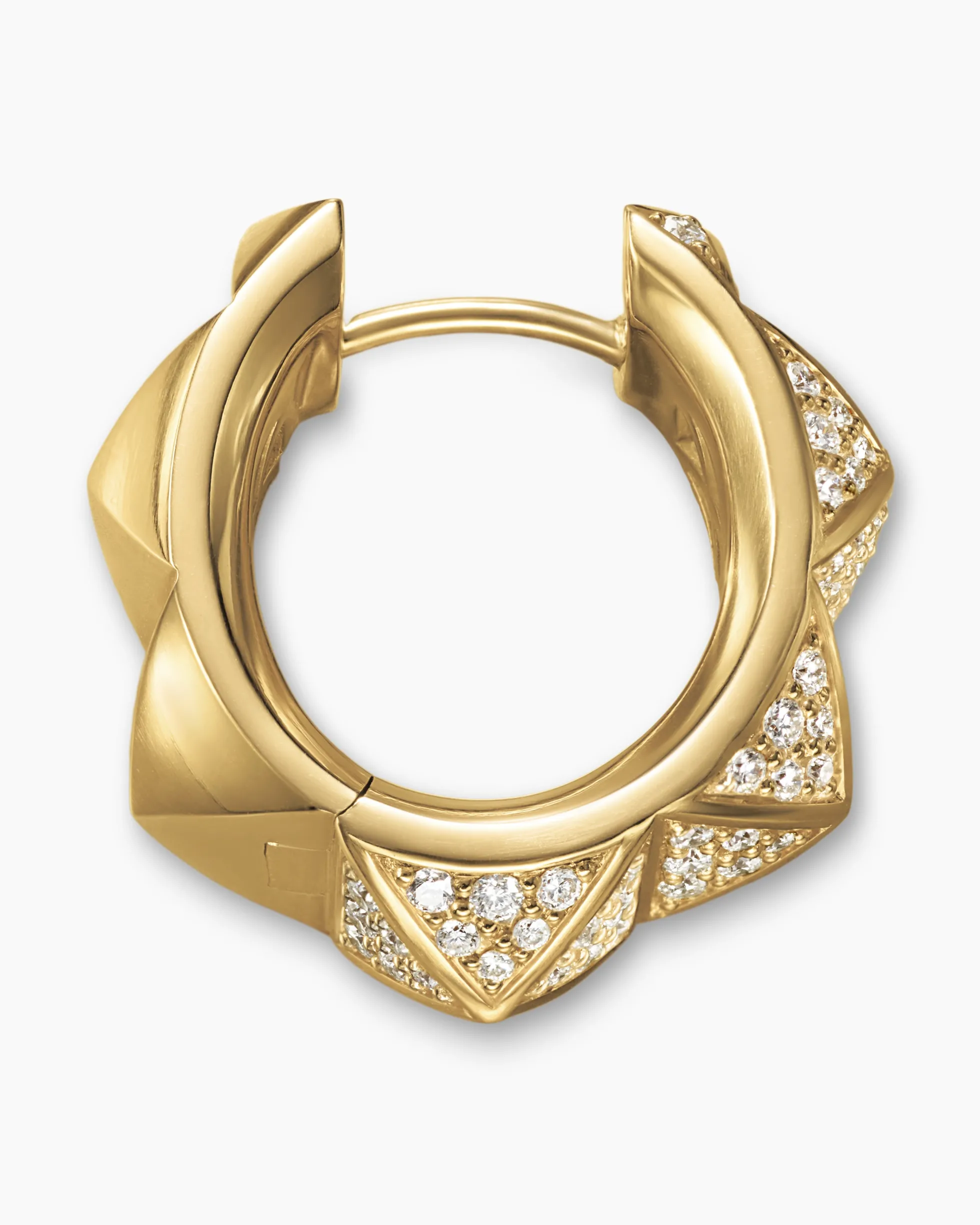 Pyramid Hoop Earrings 18K Yellow Gold with Diamonds, 18.7mm