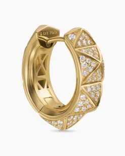 Pyramid Hoop Earrings 18K Yellow Gold with Diamonds, 18.7mm