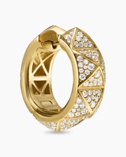 Pyramid Hoop Earrings 18K Yellow Gold with Diamonds, 23.9mm