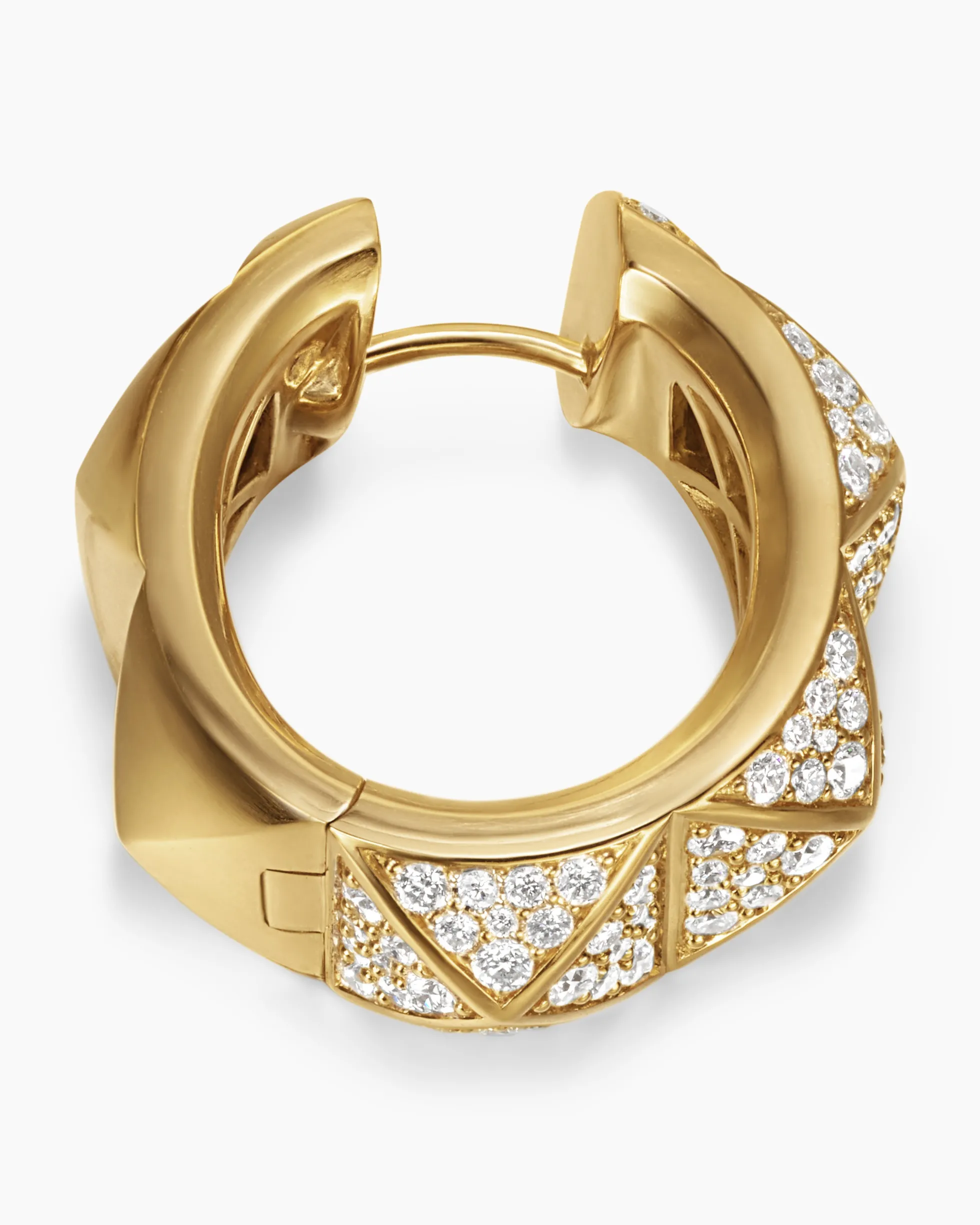 Pyramid Hoop Earrings 18K Yellow Gold with Diamonds, 23.9mm