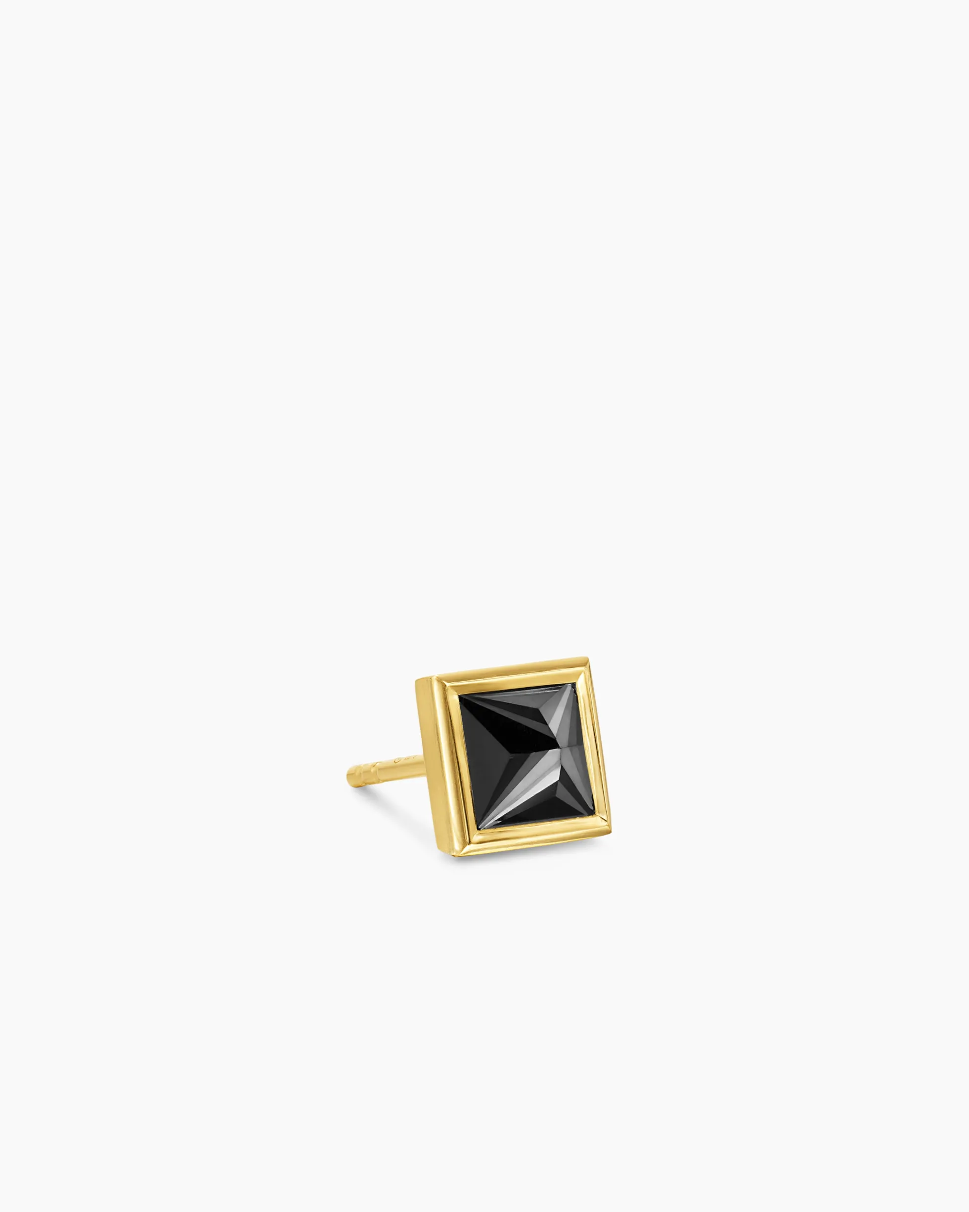 Pyramid Stud Earring 18K Yellow Gold with Black Diamond, 6.6mm