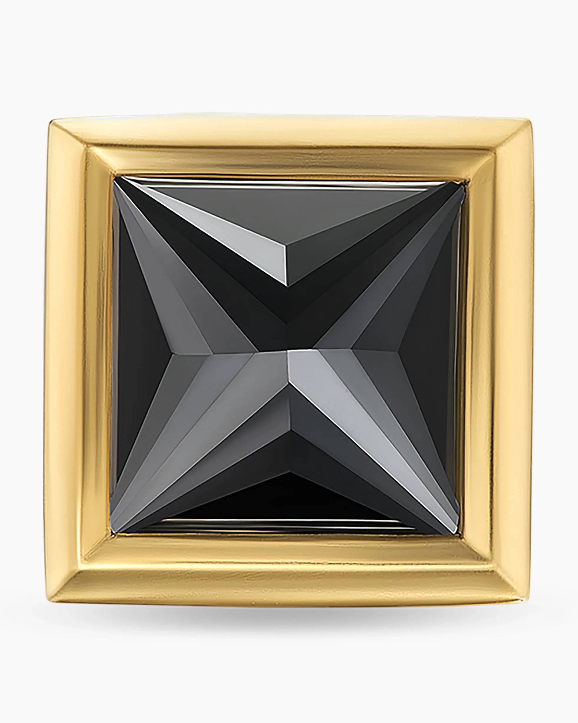 Pyramid Stud Earring 18K Yellow Gold with Black Diamond, 6.6mm