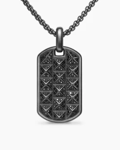 Pyramid Tag Black Titanium with Black Diamonds, 35mm