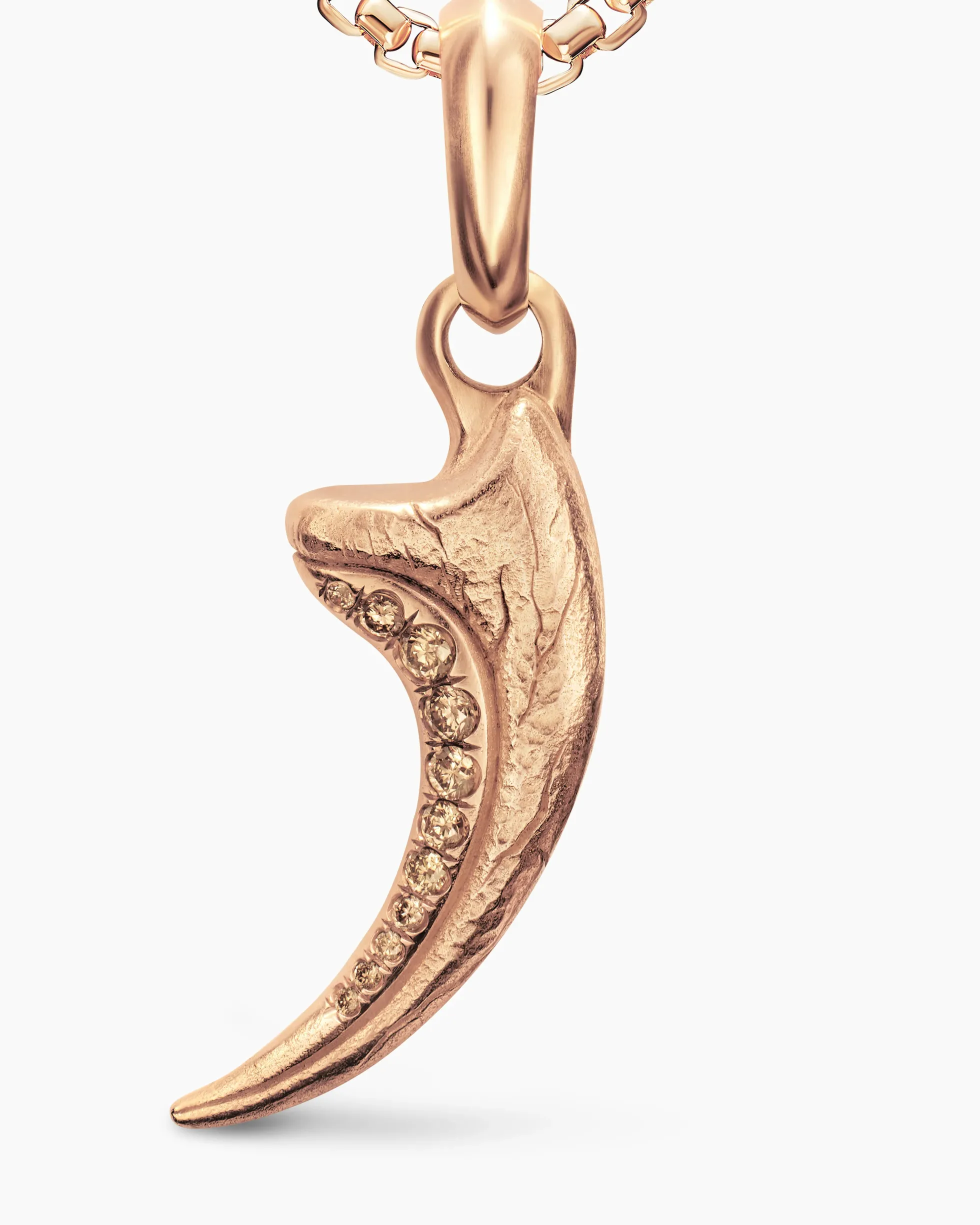 Raptor Claw Amulet 18K Rose Gold with Cognac Diamonds, 27.3mm