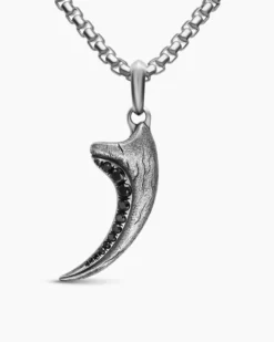 Raptor Claw Amulet Sterling Silver with Black Diamonds, 36.2mm