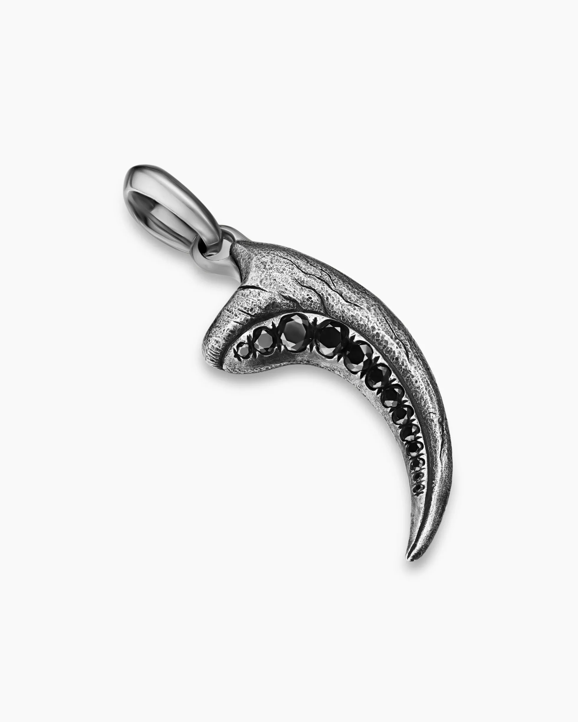 Raptor Claw Amulet Sterling Silver with Black Diamonds, 36.2mm