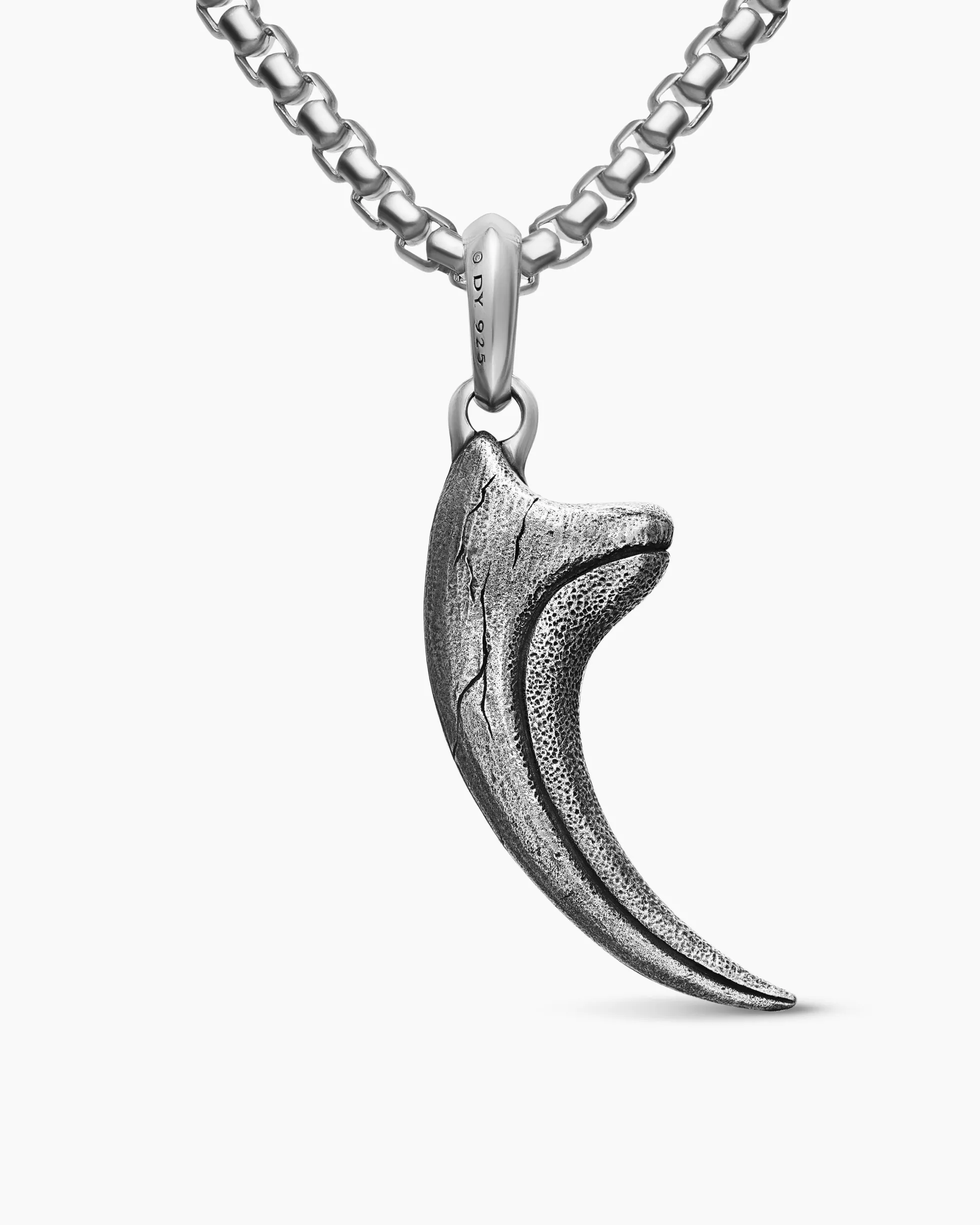Raptor Claw Amulet Sterling Silver with Black Diamonds, 36.2mm