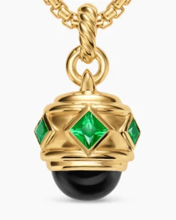 Renaissance® Amulet 18K Yellow Gold with Black Onyx and Tsavorites, 19.8mm