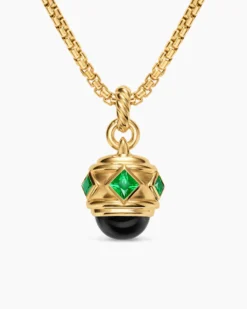 Renaissance® Amulet 18K Yellow Gold with Black Onyx and Tsavorites, 19.8mm