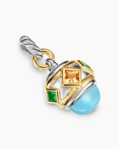 Renaissance® Amulet Sterling Silver with 14K Yellow Gold, Turquoise, Madeira Citrine and Tsavorites, 19.8mm