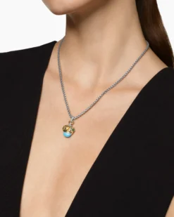 Renaissance® Amulet Sterling Silver with 14K Yellow Gold, Turquoise, Madeira Citrine and Tsavorites, 19.8mm