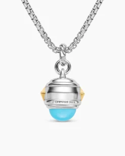 Renaissance® Amulet Sterling Silver with 14K Yellow Gold, Turquoise, Madeira Citrine and Tsavorites, 19.8mm