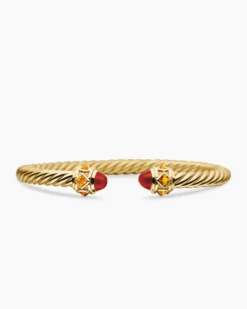 Renaissance® Cablespira® Bracelet 18K Yellow Gold with Carnelian and Citrine, 5mm