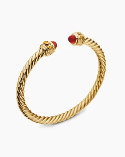 Renaissance® Cablespira® Bracelet 18K Yellow Gold with Carnelian and Citrine, 5mm