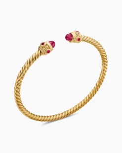 Renaissance® Cablespira® Bracelet 18K Yellow Gold with Rubies, 3.5mm