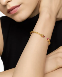 Renaissance® Cablespira® Bracelet 18K Yellow Gold with Rubies, 3.5mm