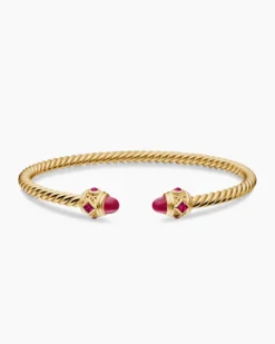 Renaissance® Cablespira® Bracelet 18K Yellow Gold with Rubies, 3.5mm
