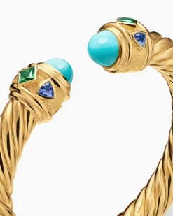 Renaissance® Cablespira® Bracelet 18K Yellow Gold with Turquoise, Tsavorite and Tanzanite, 9mm