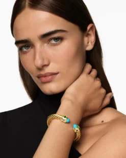Renaissance® Cablespira® Bracelet 18K Yellow Gold with Turquoise, Tsavorite and Tanzanite, 9mm