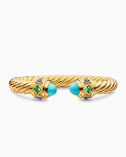 Renaissance® Cablespira® Bracelet 18K Yellow Gold with Turquoise, Tsavorite and Tanzanite, 9mm