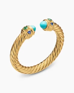 Renaissance® Cablespira® Bracelet 18K Yellow Gold with Turquoise, Tsavorite and Tanzanite, 9mm
