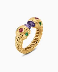 Renaissance® Color Ring 18K Yellow Gold with Amethyst, Pink Tourmaline and Tsavorites, 10mm