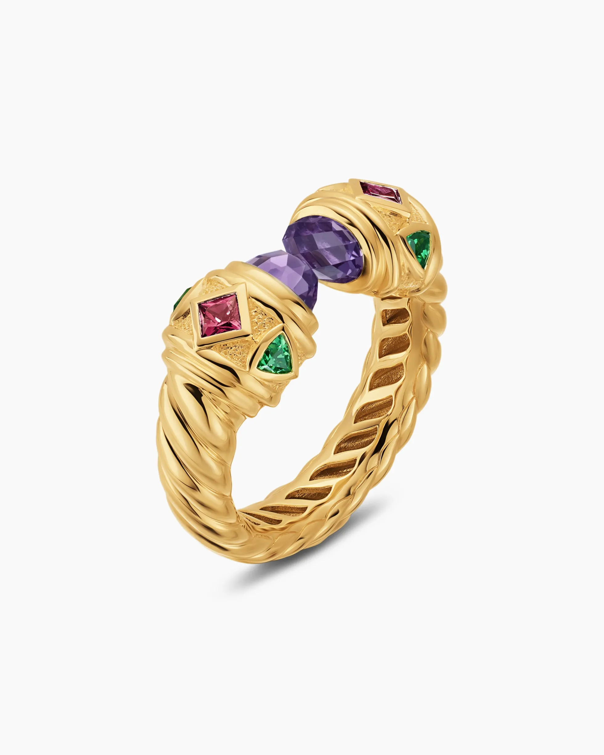 Renaissance® Color Ring 18K Yellow Gold with Amethyst, Pink Tourmaline and Tsavorites, 10mm