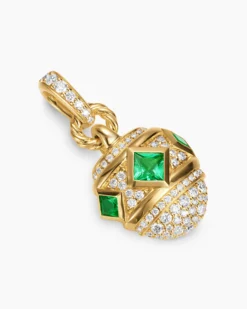 Renaissance® Pavé Amulet 18K Yellow Gold with Emeralds and Diamonds, 17mm