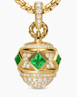 Renaissance® Pavé Amulet 18K Yellow Gold with Emeralds and Diamonds, 17mm