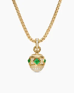 Renaissance® Pavé Amulet 18K Yellow Gold with Emeralds and Diamonds, 17mm