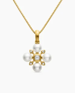 Renaissance® Pearl Necklace 18K Yellow Gold with Pearls and Diamonds, 20mm