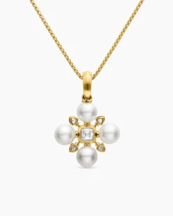 Renaissance® Pearl Necklace 18K Yellow Gold with Pearls and Diamonds, 20mm