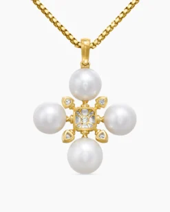 Renaissance® Pearl Pendant 18K Yellow Gold and with Pearls and Diamonds, 29.4mm