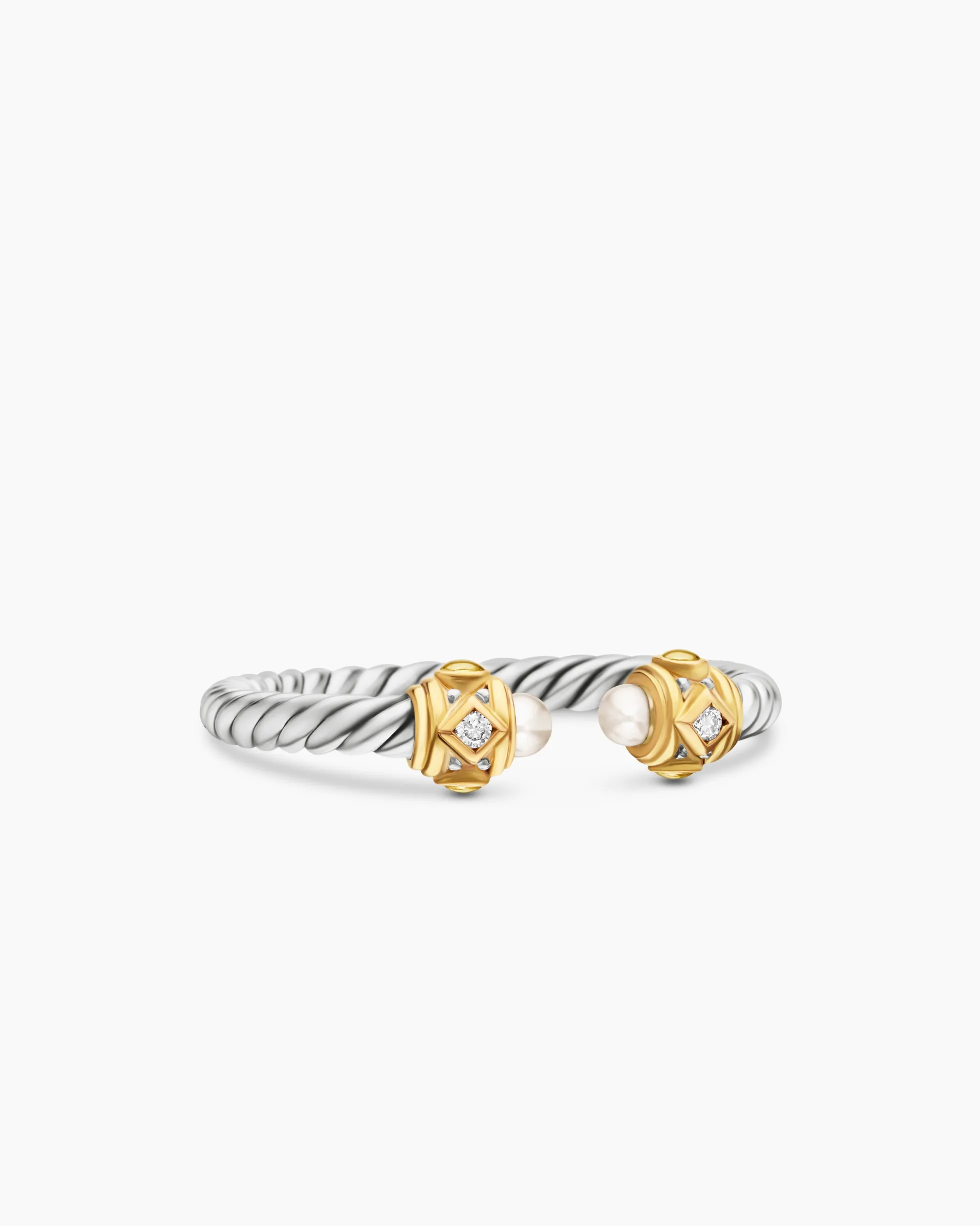 Renaissance® Ring Sterling Silver with 14K Yellow Gold, Pearls and Diamonds, 2.3mm