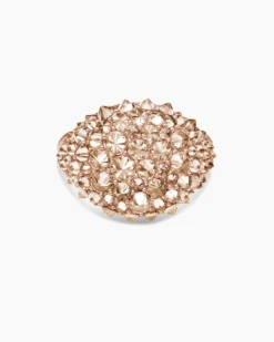 Reverse Set Pavé Pinky Ring 18K Rose Gold with Cognac Diamonds, 14mm