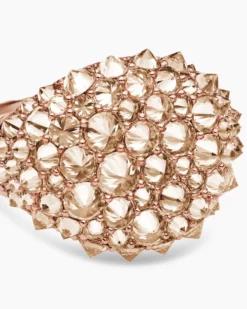 Reverse Set Pavé Pinky Ring 18K Rose Gold with Cognac Diamonds, 14mm