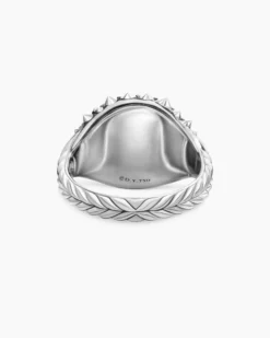 Reverse Set Pavé Pinky Ring 18K White Gold with Black Diamonds, 14mm