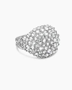 Reverse Set Pavé Signet Ring 18K White Gold with Diamonds, 17.5mm