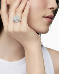 Reverse Set Pavé Signet Ring 18K White Gold with Diamonds, 17.5mm