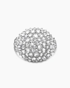 Reverse Set Pavé Signet Ring 18K White Gold with Diamonds, 17.5mm
