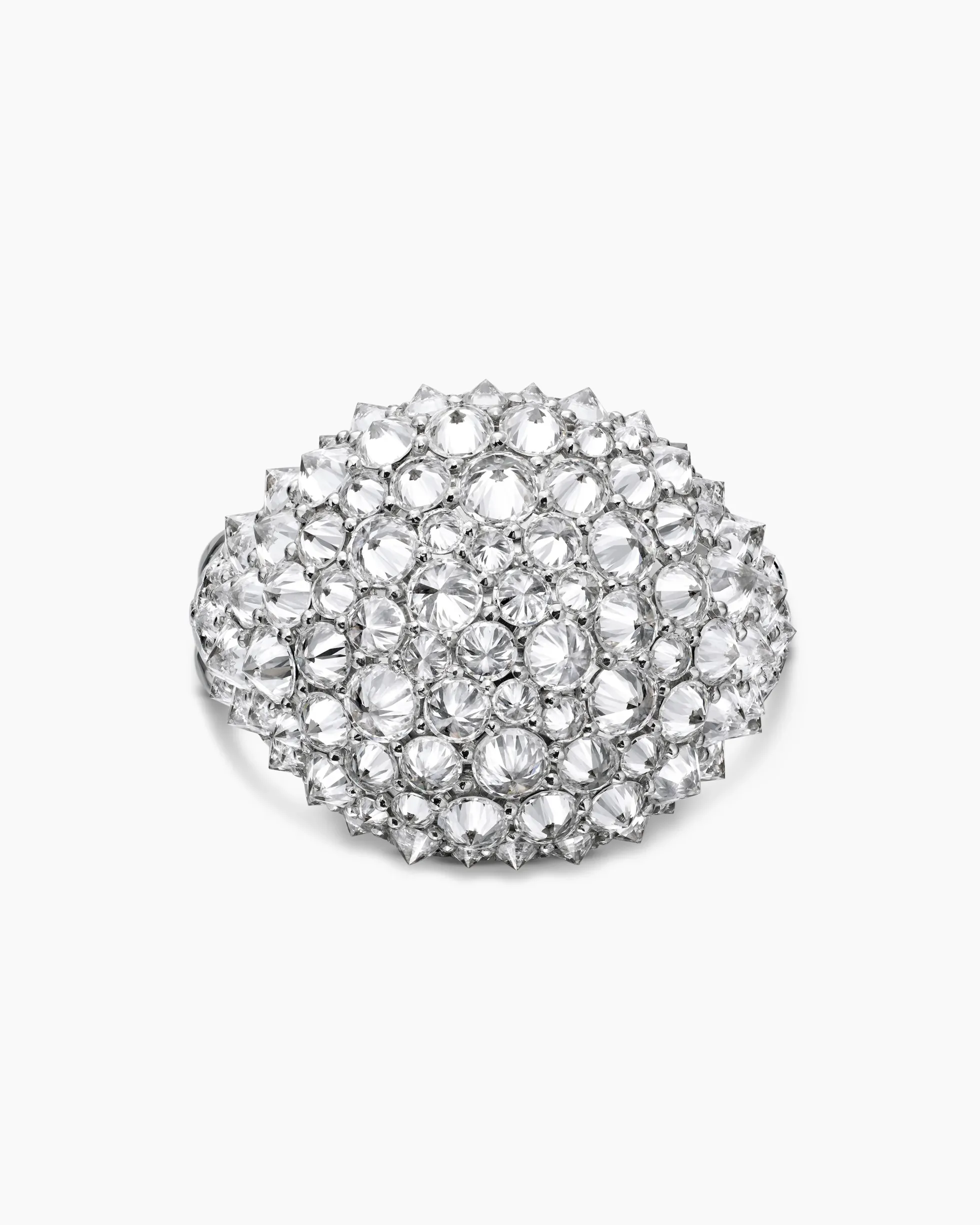 Reverse Set Pavé Signet Ring 18K White Gold with Diamonds, 17.5mm