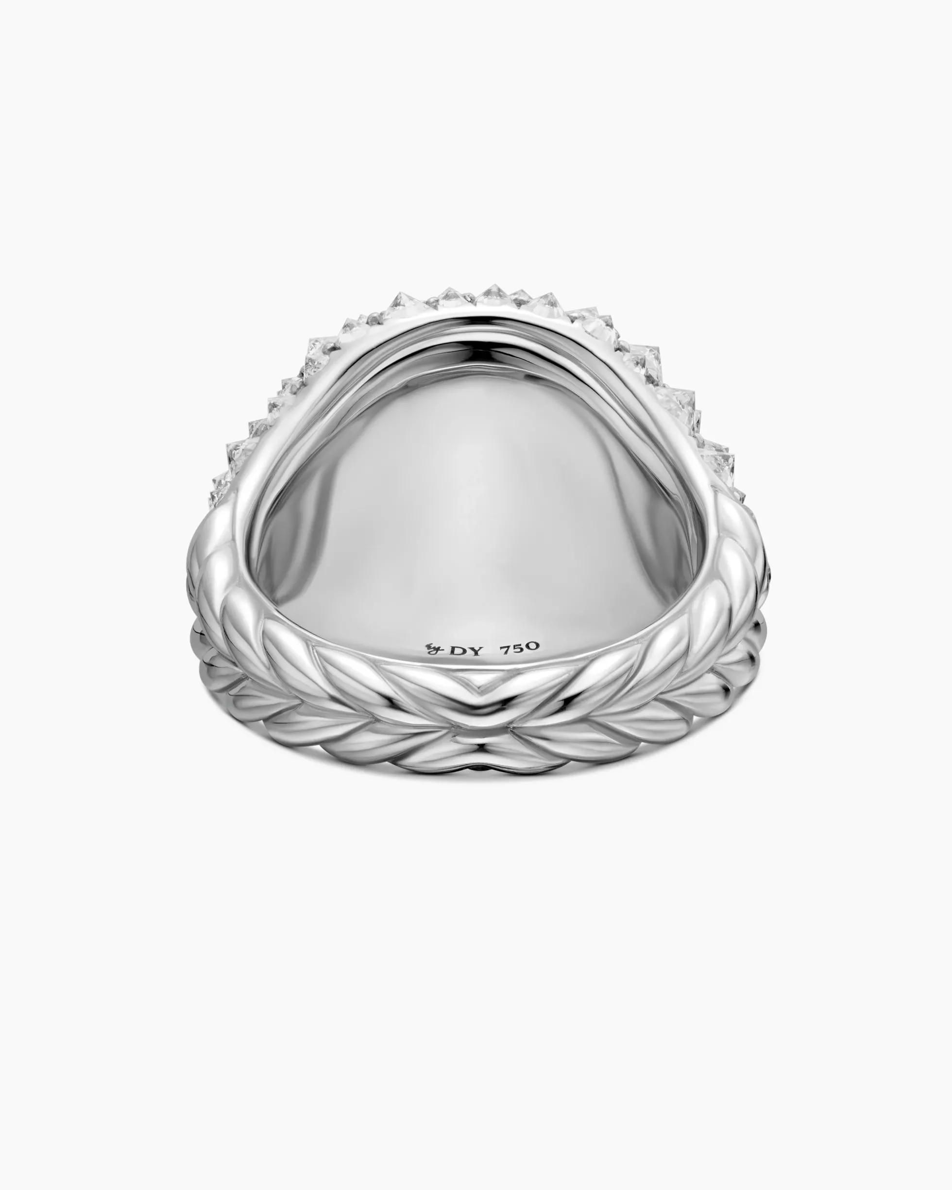 Reverse Set Pavé Signet Ring 18K White Gold with Diamonds, 17.5mm