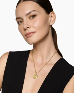 Rose and Thorn Duality Pendant 18K Yellow Gold with Dark Green Enamel and Diamonds, 22.3mm