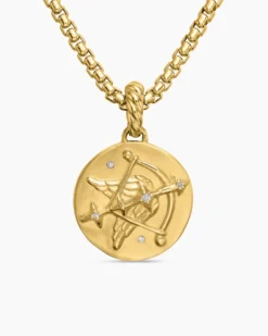 Sagittarius Amulet 18K Yellow Gold with Diamonds, 19mm