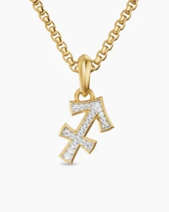 Sagittarius Amulet 18K Yellow Gold with Diamonds, 19.7mm