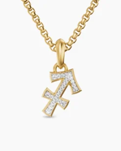Sagittarius Amulet 18K Yellow Gold with Diamonds, 19.7mm