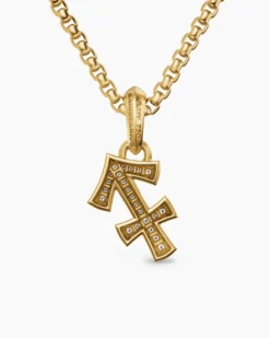 Sagittarius Amulet 18K Yellow Gold with Diamonds, 19.7mm